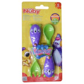 Nuby iMonster műanyag evőeszköz szett (kanál+villa) 6 hónapos kortól