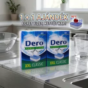   1+1 Ajándék! Dero Power Clean XXL Classic Mosogatógép Tabletta Duó Csomag – 2 x 60 db