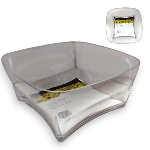 Epicurean Tapered Szögletes Akril Salátás Tál – Modern Praktikum Üveg Hatással 25 x 25 cm