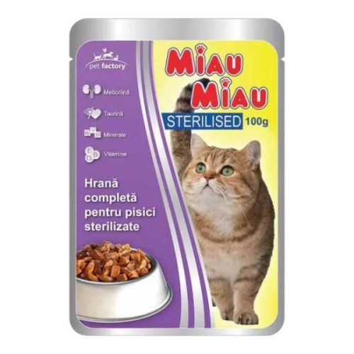 Miau Miau Nedves Macskaeledel – Csirke, STERIL (100g)