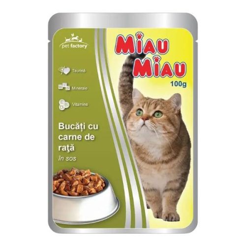 Miau Miau Nedves Macskaeledel 100g Kacsa, Adult