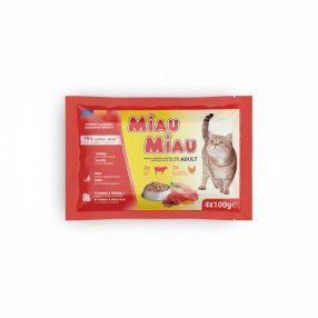 Miau Miau nedves macskaeledel MIx 4*100g, Csirkemáj/Marha