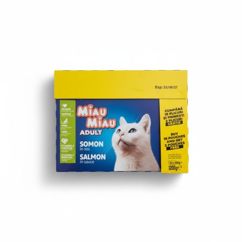 Miau Miau nedves macskaeledel 12*100g, Lazac