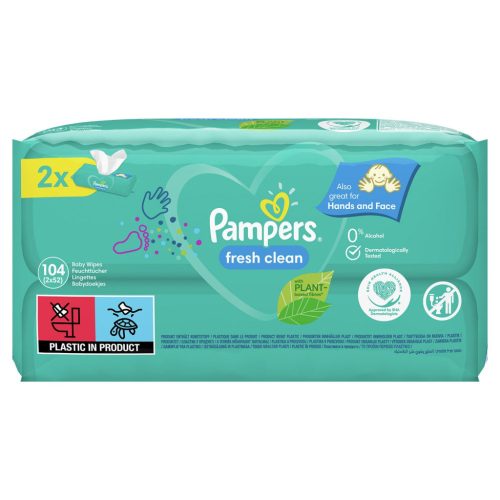 PAMPERS Fresh Clean Nedves Törlőkendő – 2 x 52 db-os gazdaságos csomag