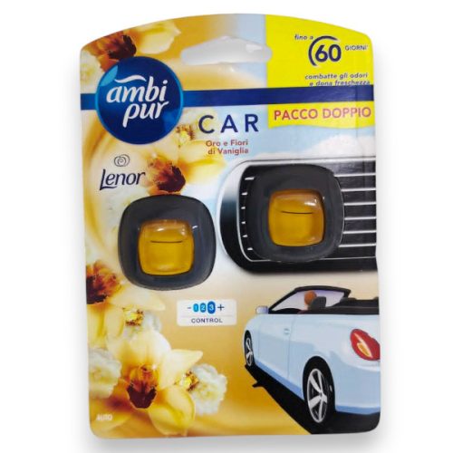 Ambi Pur Car Autós Légfrissítő Dupla Csomag – Oro e Fiori di Vaniglia / Lenor Gold Orchid 2 x 2 ml