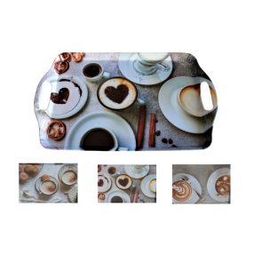 Tálca Melamin Kávé Dekoros 38*23cm