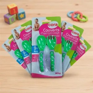 Nuby x Cora Ergonomikus Gyermek Evőeszköz Készletkanál és Villa (9 hónapos kortól)
