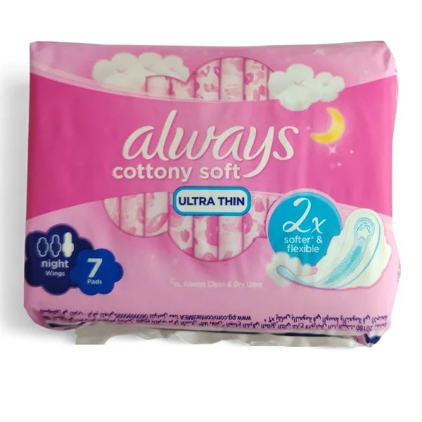 ALWAYS Ultra Soft Cotton egészségügyi betét – 7 db, éjszakai (Night) kivitel