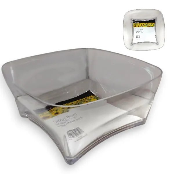 Epicurean Tapered Szögletes Akril Salátás Tál – Modern Praktikum Üveg Hatással 25 x 25 cm