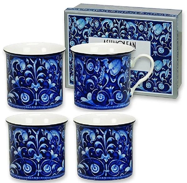 Ashmolean Bögre Szett – Miaolica Blue (4 darabos készlet)