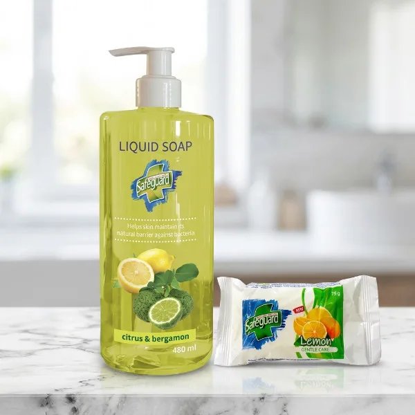 Safeguard Citrus & Bergamon Folyékony Szappan (480 ml) + Ajándék Safeguard  Lemon Szilárd Szappan (75 g)