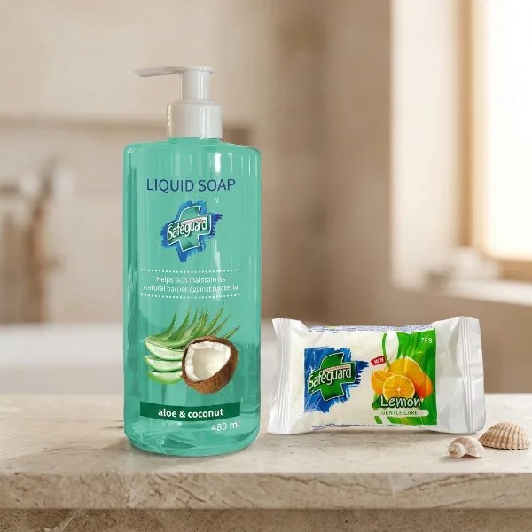 Safeguard Aloe & Coconut Folyékony Szappan (480 ml) + Ajándék Safeguard Lemon Szilárd Szappan (75 g)