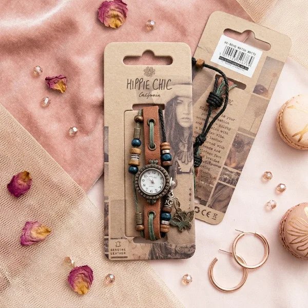 Hippie Chic Boho Valódi Bőr Karóra – White / Vintage Stílus