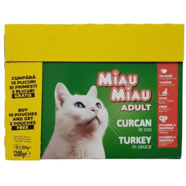 Miau Miau Nedves Macskaeledel – Pulyka (12 x 100g)