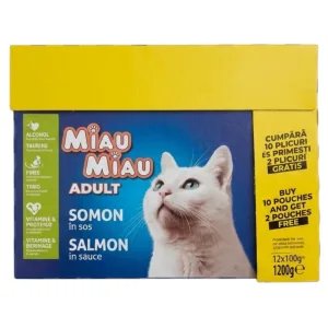 Miau Miau Nedves Macskaeledel – Lazac (12 x 100g)