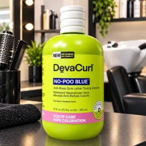 DevaCurl No-Poo Blue Sárgulás Elleni Habzásmentes Sampon Festett Hajra – 355 ml (12 fl. oz.)