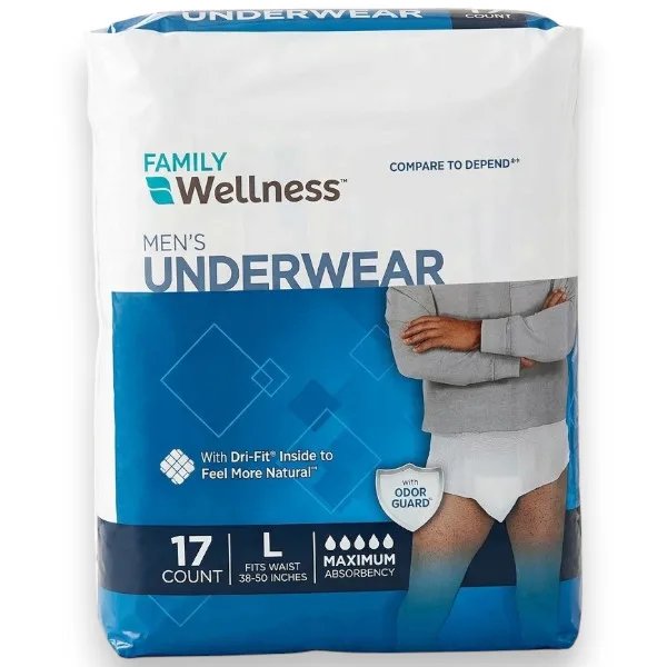 Family Wellness Férfi Inkontinencia Alsónemű – Maximum Nedvszívó képesség, Large (17 db)
