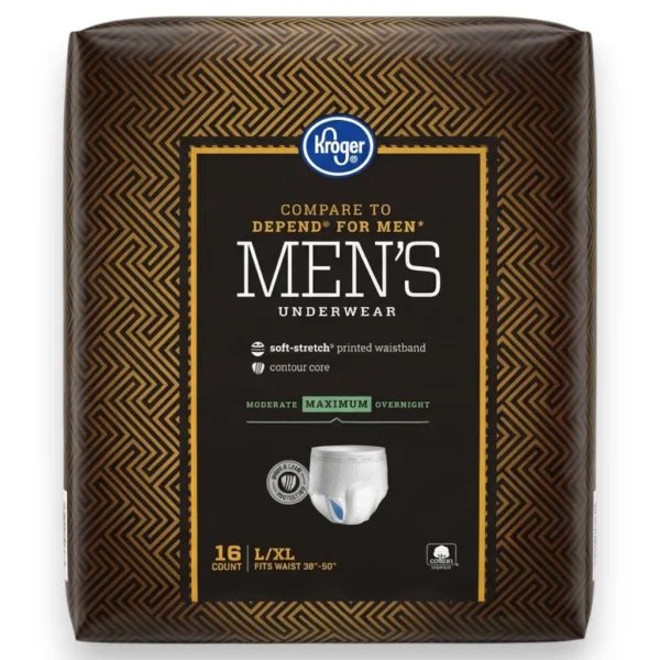 Kroger Férfi Inkontinencia Alsónemű – Maximum Nedvszívó képesség, L/XL (16 db)