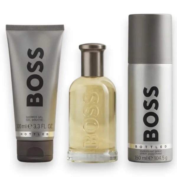 Boss Bottled – Ajándékszett (Eau de Toilette 100 ml + Tusfürdő 100 ml + Dezodor spray 150 ml)